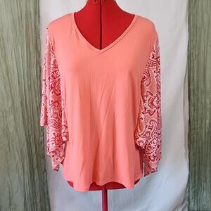 New Directions Coral Orange Silky Stretch Komono Sleeveless Size L